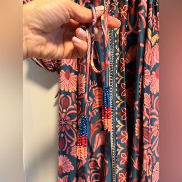 FARM Rio Forest Floral V-Neck Maxi Dress in Teal and Rust - Picture 3 of 7